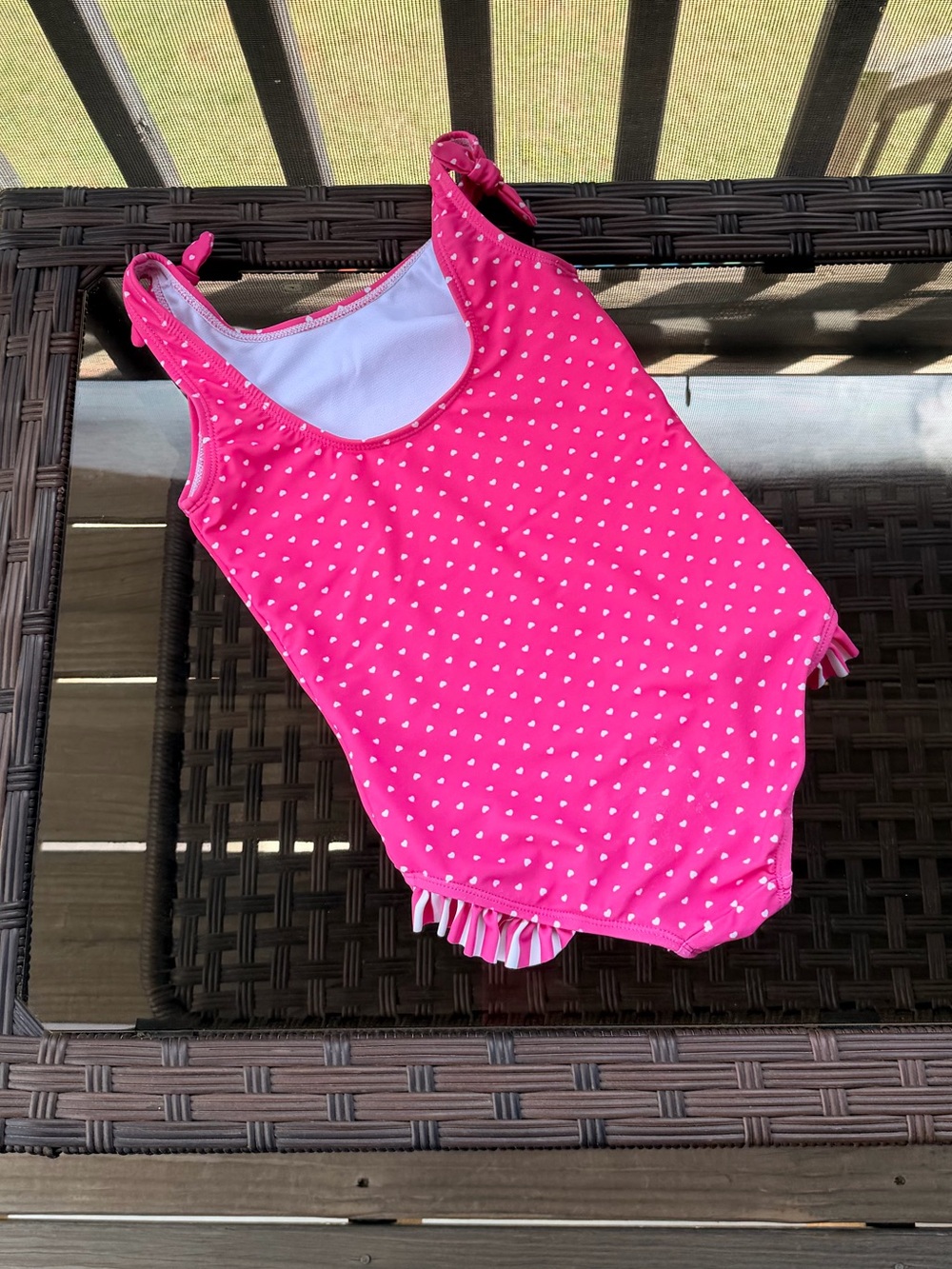 Rufflebutts Girls' Pink Polka Dot Ruffle One-Piece Swimsuit Size 6 - Picture 2 of 4